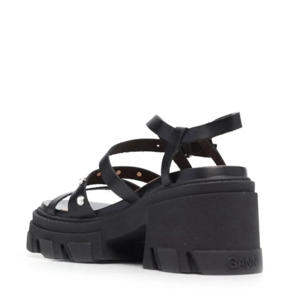 Ganni Black Platform Chunky Heel Sandals - Picture 7 of 8